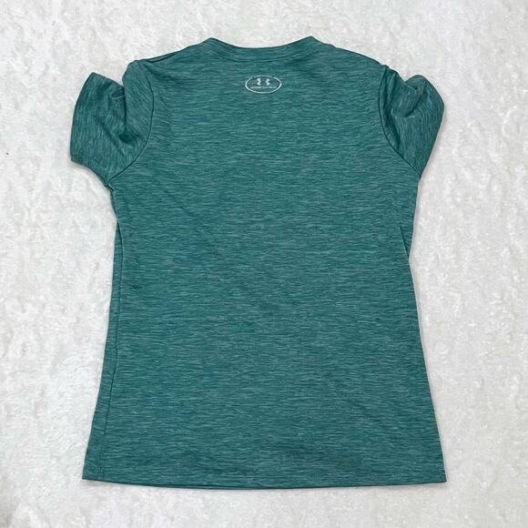 Under Armour Kids Short Sleeve Logo T-Shirt Youth Small/Medium Teal Heather - Picture 3 of 4